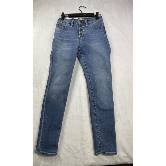 Madewell 9'' Mid-Rise Skinny Crop Womens 26 Blue Medium Wash Button Fly - Picture 7 of 11